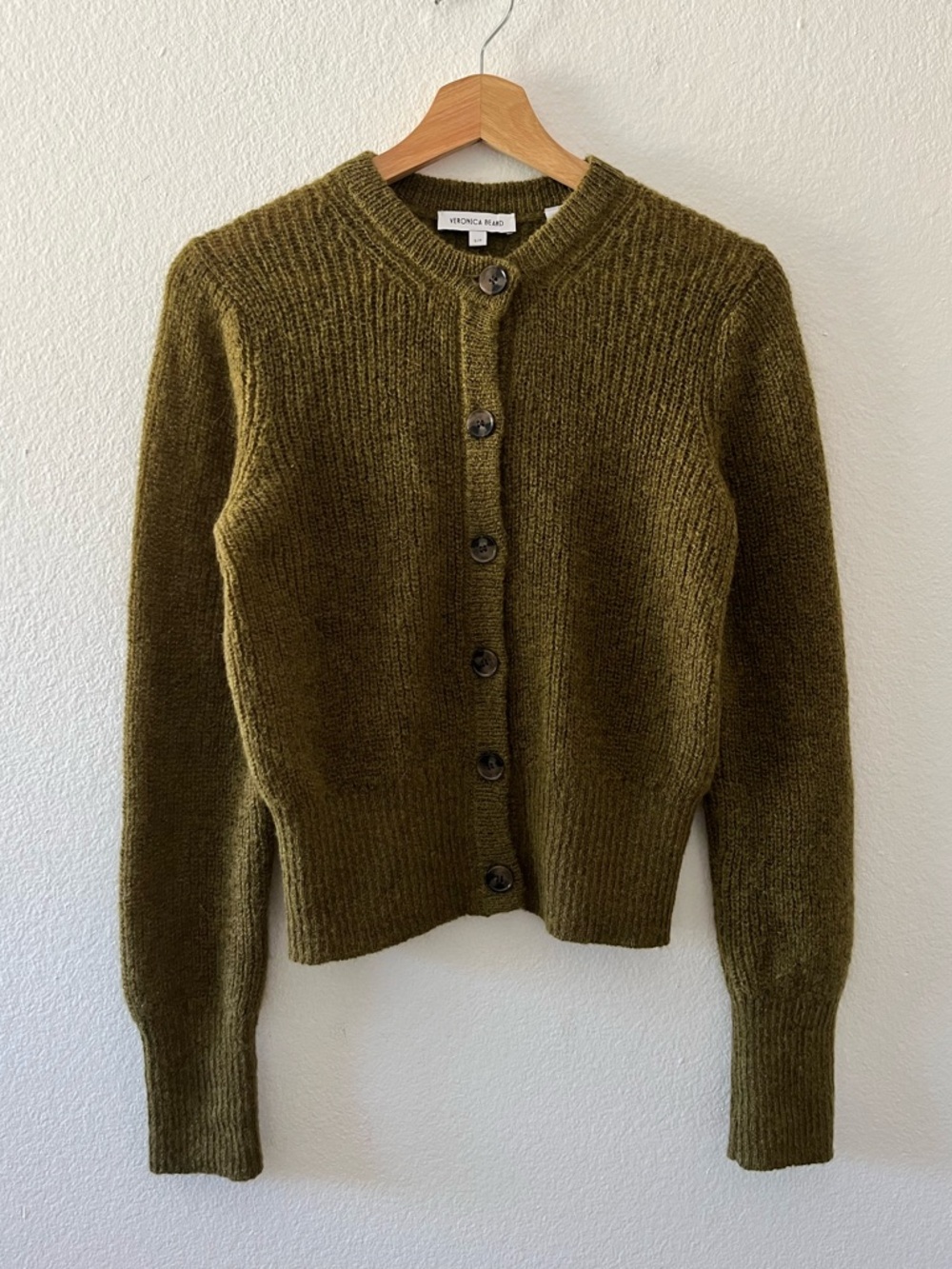 Veronica Beard Gilmour Mohair Alpaca Cardigan Moss Green Size Small